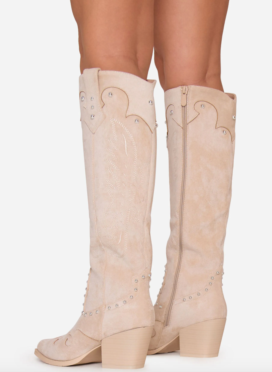 Studded Nude Cowboy Boots