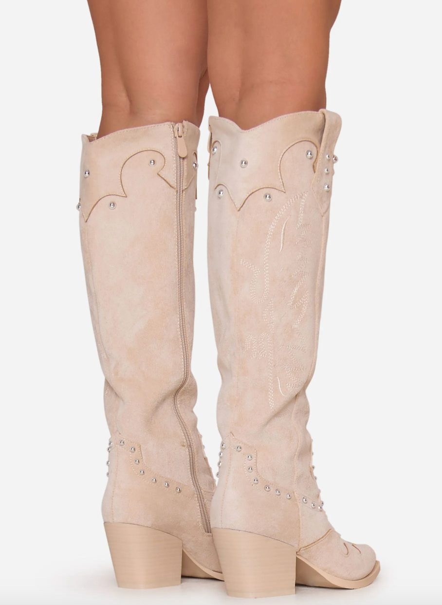 Studded Nude Cowboy Boots